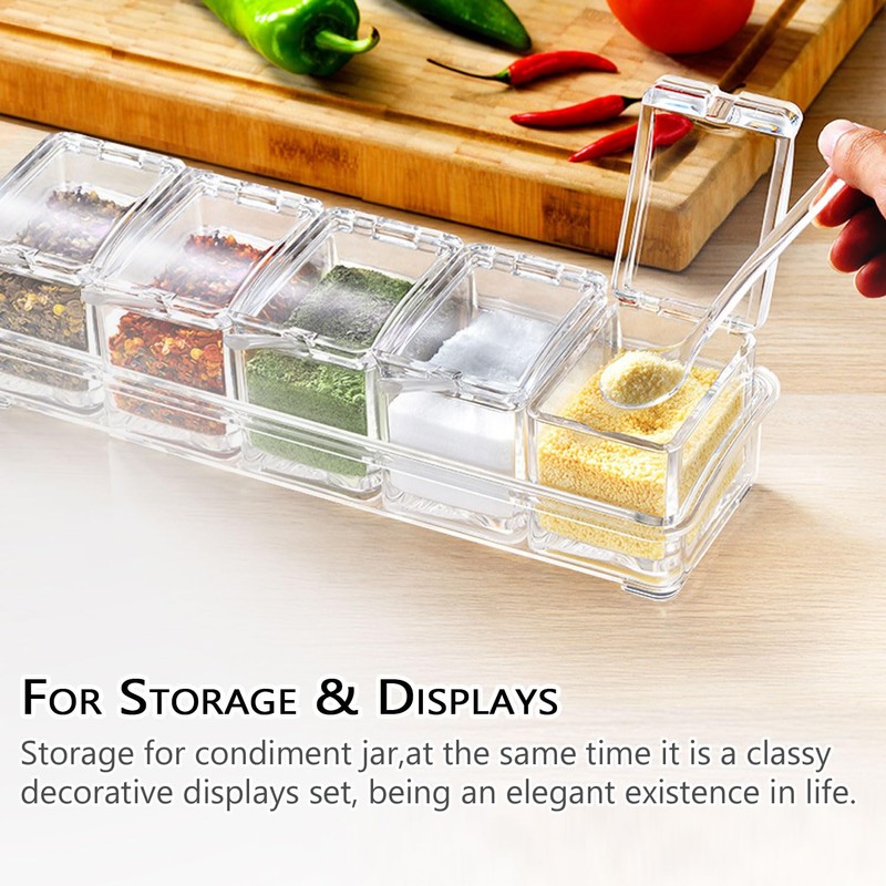 Clear Seasoning Box, 5 Pieces Clear Seasoning Storage Container for