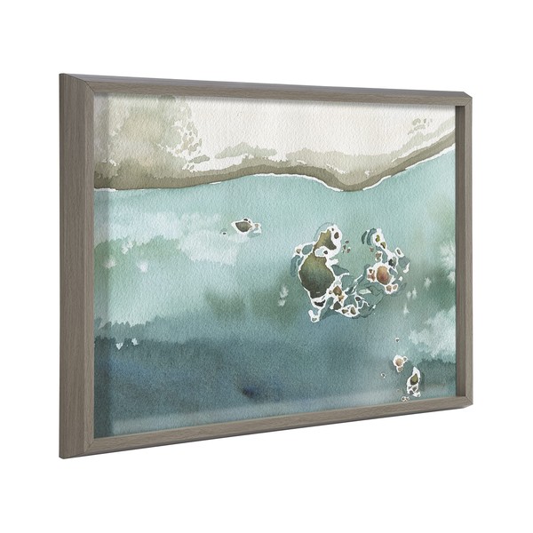 Kate and Laurel Blake Rocky Shores Framed Printed Glass Wall