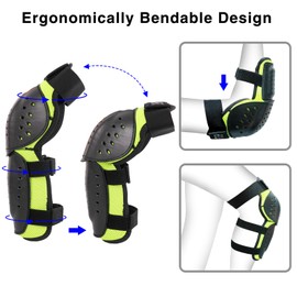 Kids Shin Guards, Knee Pads and Elbow Pads Set - 4Pcs Protective Gear for Skating, Dirt Bike, Motorcycle, Skateboard, Motocross, MTB, ATV, Biking, Skiing