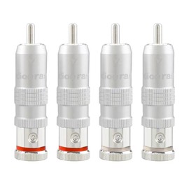 Brollitest 4PCS Silver Plated RCA Male Plug, RCA Plug Welded Adapter with Cable Cross Section Up to 9MMfor DIY HIFI Cable Up to 9mm Audio Connector