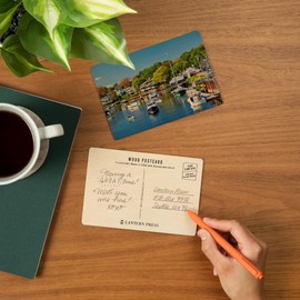 Ogunquit, Maine, Colorful Fishing Boats Docked in Perkins Cove (4x6 Birch Wood Postcards, 2-Pack Stationary, Rustic Home Wall Decor)