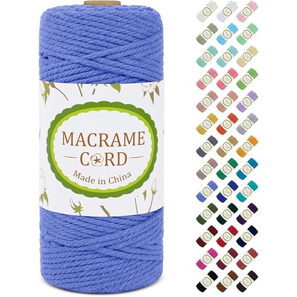 Macrame Cord 3mm x 109 Yards, 3mm Cotton Cord Colored