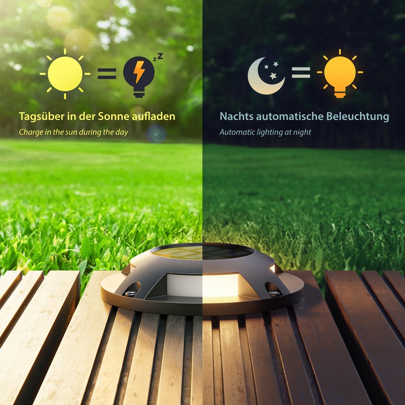 ledscom.de Bunso LED Solar Floor Light for Outdoor Use, IP65,
