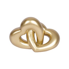 PUHOZN Gold Heart Sculpture Decor 6.5 ”Resin Couples Figurine Modern Love Statue for Home Shelf Table Desk Office Romantic Gift for Women Mom Girlfriend Anniversary Wedding Valentine’s Day