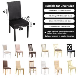 Treaful Dining Room Chair Covers, 6pcs Removable Black Chair Covers, Washable Large Chair Protectors Cover Comfortable Dining Chair Slipcovers for Home Kitchen Hotel Banquet Celebration Ceremony