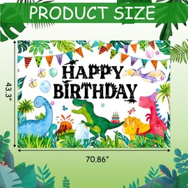 70.8"×43.3" Dinosaur Birthday Banner Decorations Dinosaurs Theme Backdrop Decor for Kids Birthday Party Photo Prop Wall Indoor Outdoor Gathering Photography Decorative Supplies