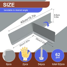 Gutter Valley Splash Guards, 6 Pcs 15.7 x 3.5 Inches Aluminum Downspout Diverter Roof Rain Roofing Gutter Guards with Screws for Shingle Corner and Straight House (Gray)