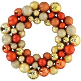 Christmas Wreath 36 cm, Willow Wreath Door Wreath with 55 Christmas Baubles, Christmas Decoration Wreath Blank Outside or Inside, Christmas Wreath Made of Plastic, Door Wreath Christmas Outside