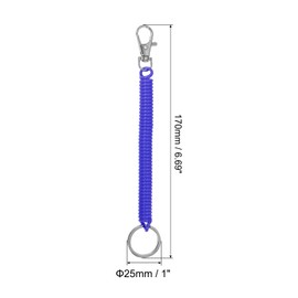 PATIKIL Retractable Coil Springs Keychain, 5 Pack Anti-lost Key Chain Holder Lanyard Cord with Metal Lobster Clasp Keyring 17cm for Keys Wallet, Sapphire Blue