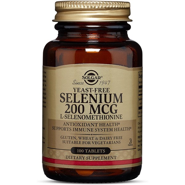 Solgar Yeast-Free Selenium 200 mcg, 100 Tablets - Supports Antioxidant & Immune System Health - Non-GMO, Vegan, Gluten Free, Dairy Free, Kosher - 100 Servings