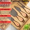 DECOMIL - Bamboo Cheese Board and Knife Set, Charcuterie Board