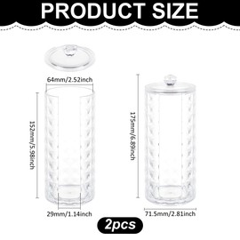 PH PandaHall Pack of 2 Scrunchie Holder Organiser Clear Acrylic Scrunchie Display Stand Hair Band Holder with Diamond Pattern and Lid for Women 7.15 x 17.5 cm