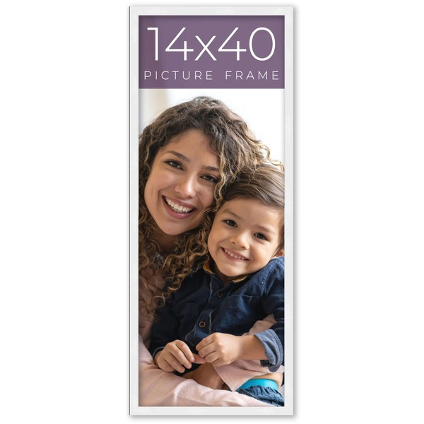 14x40 White Wood Picture Frame Width 0.75 Inches | Interior