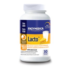 Enzymedica Enzymedica Lacto, 30 Vegan Caps 30-Day Supply - Lactase Enzyme Supplement for Comfortable Digestion - Supports Dairy Sensitivity - Digestive Support with Gluten & Casein Enzymes - Helps Ease Bloating