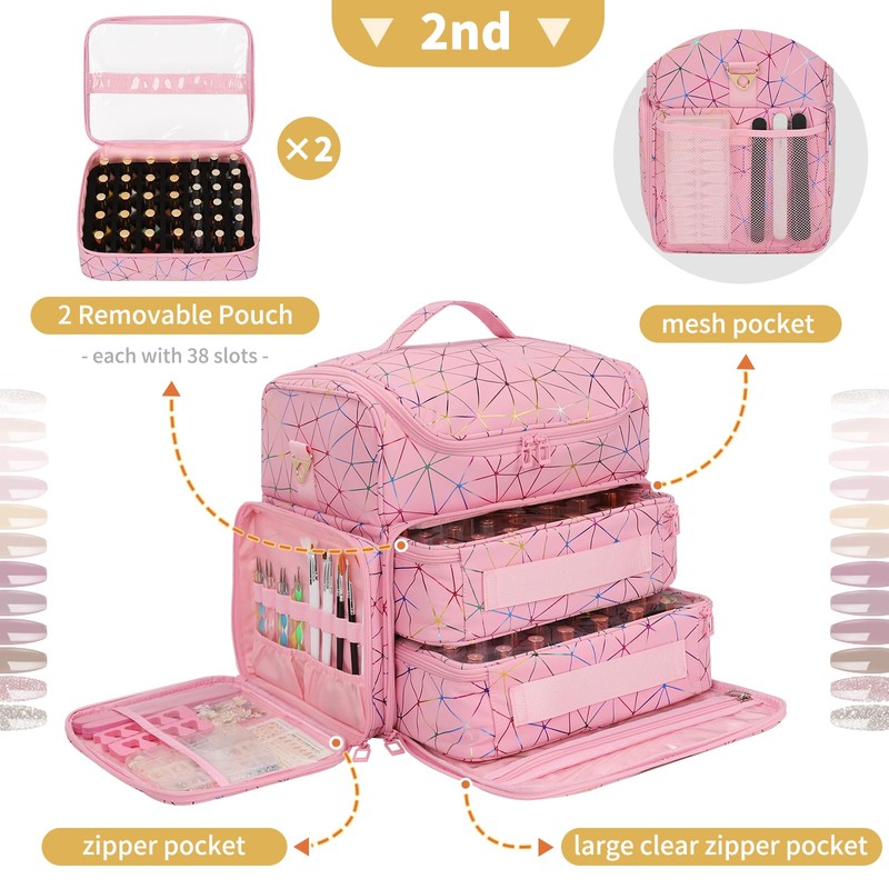 CUBETASTIC Extra Large Nail Polish Organizer Case Holds 86 to