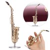 Miniature Copper Saxophone Model with Stand Mini Musical Instrument Ornaments