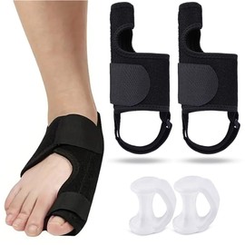 GXGM Pack of 4 Hallux Valgus Correction Splint, 2 Correction Splint and 2 Toe Separators, Non-Slip Bunion Toe Separator, Toe Separator, Hallux Valgus Toe Separator for Men and Women