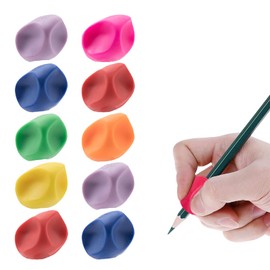 Toulifly Writing Aid for Children's Pen, Writing Aid for Children's Pen, Rubber Pencil Grips, Pack of 10 Pen Holder Aid Children, Ergonomic Pencil Grips