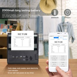NETUM 80mm Wireless Bluetooth Receipt Thermal Printer Portable Personal Bill Printer 3 Inches Mini USB POS Printer Compatible with Android/iOS/PC/Windows/Linux NT-8003