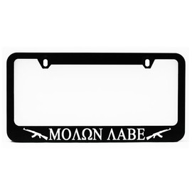 License Plate Frame, Gun Molon Labe Black Plate Holder, Tag Cover, Car Frame, Auto Accessories, Cool Decoration, USA & Canada License Plate