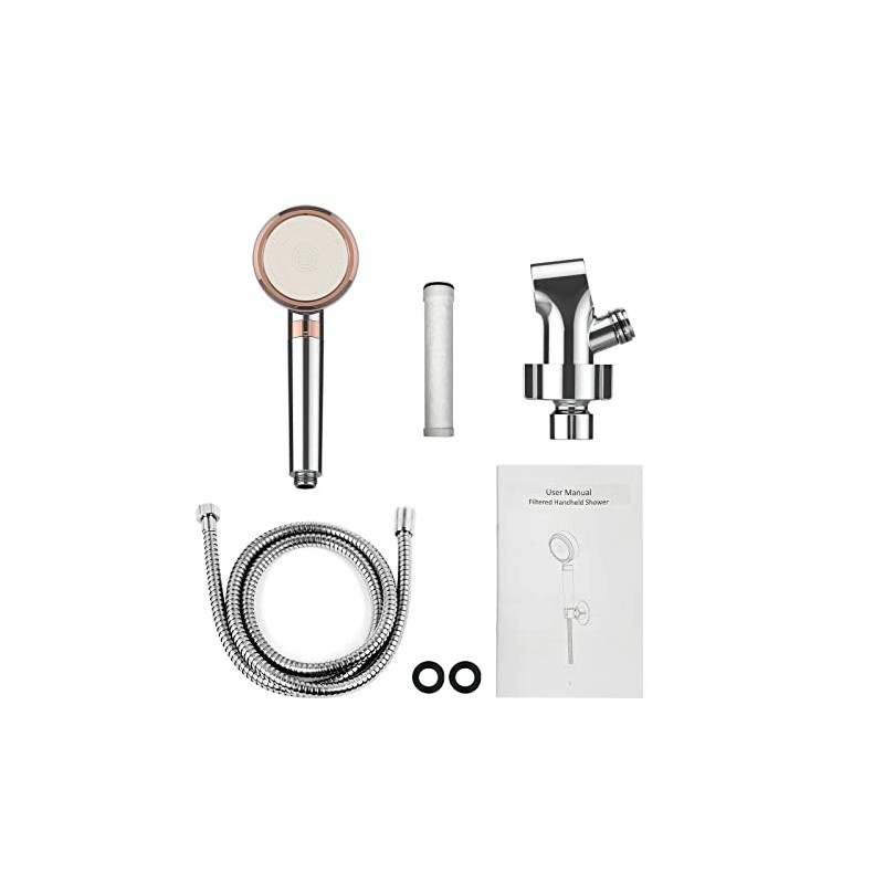 High Pressure Handheld Shower Head, Anti-clog Nozzles with Stainless Hose