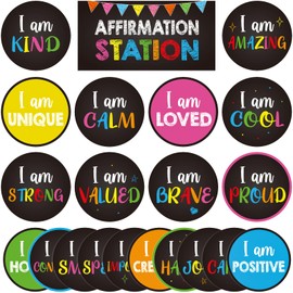 COCHIE Affirmation Station Bulletin Board Decor Set, Inspirational Motivational Back to School Decorations, Positive Accent Cutouts Classroom Door Wall Decoration, Busy Teacher Must Haves (Black)