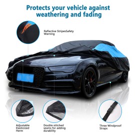 MORNYRAY Waterproof Car Cover All Weather Snowproof UV Protection Windproof Outdoor Full car Cover, Universal Fit for Sedan (Blue, A3-Fit Sedan Length(178-185 inch)