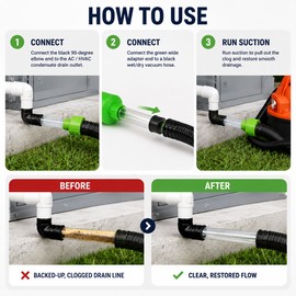 HVAC Drain Line Unclogger for AC Maintenance – Compressed Air Adapter Tool for Condensate Pipe Cleaning