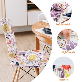 Zindoo Chair Covers, Set of 4, Large Stretch Chair Covers, Stylish Floral Pattern, Removable Washable Chair Covers for Bedroom, Living Room, Dining Room Chairs