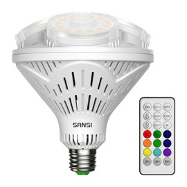 SANSI LED RGBW Light Bulb, 4000LM Dimmable BR40 40W Mood Light Bulb with Timing Remote, 260W Equivalent E26 Base Lights for Home Decor Bedroom Reading Party