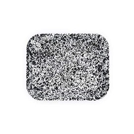 Enamelware Large Open Roaster, 13.5 x 10.75 inches, Black/White Splatter