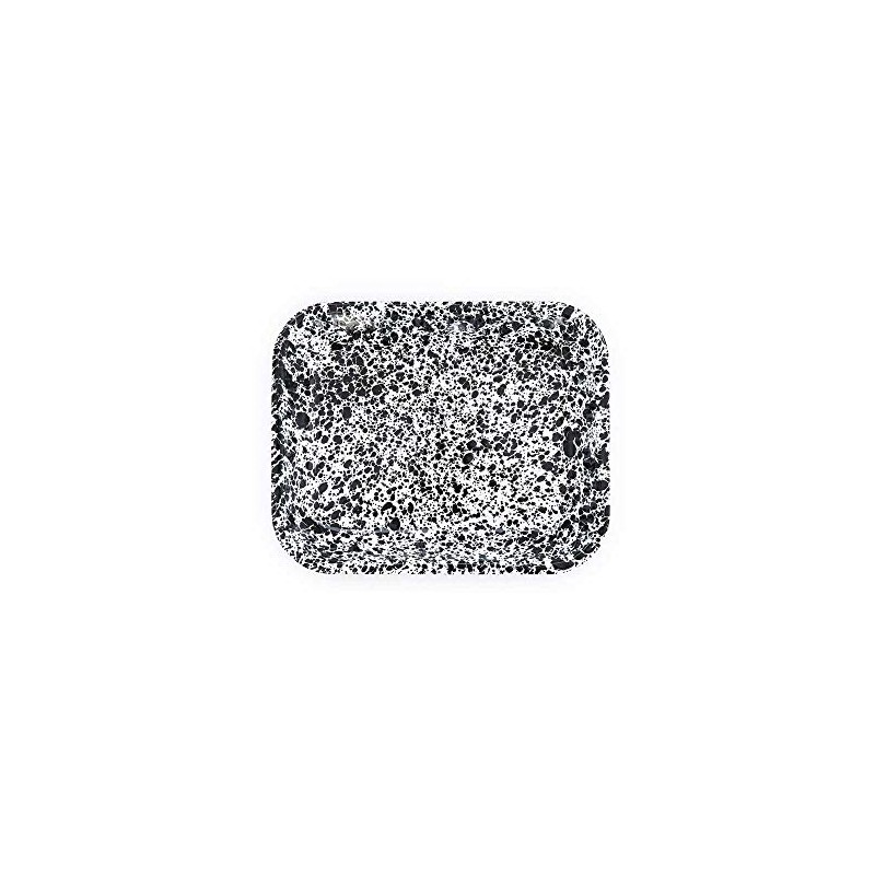 Enamelware Large Open Roaster, 13.5 x 10.75 inches, Black/White Splatter