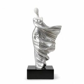 Silver Flowing Dress Abstract Woman Resin Statue