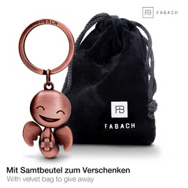 FABACH Guardian Angel Keyring Happy with Clover Leaf – Lucky Angel Made of Metal – Good Luck Charm Car Angel Pendant – Gift Good Luck, Antique rose gold., European