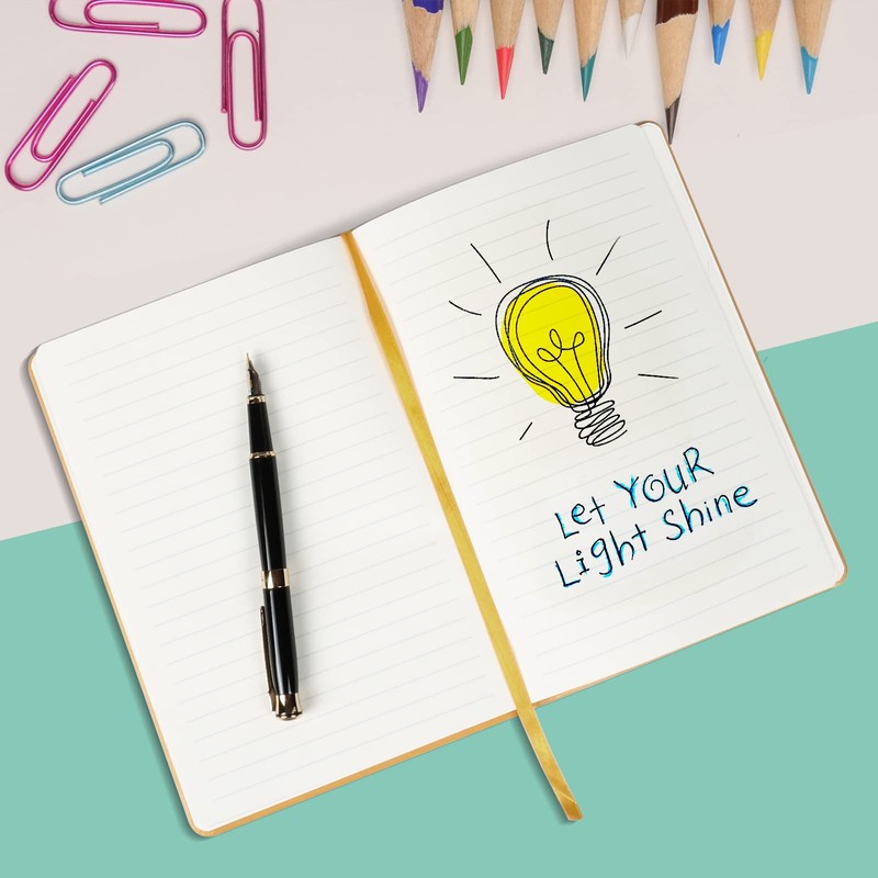 Lined Journal Notebook - Yellow A5 Hardcover Notebook for Women