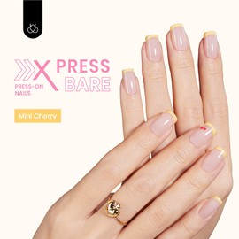 Beetles X PRESS BARE Press On Nails Short Square, Mini Cherry Press on Nails with Glue Cuticle Oils, 32Pcs 16 Sizes Reusable Stick on False Nails Gifts for Girls-Salon Quality Nails in 10 Minutes