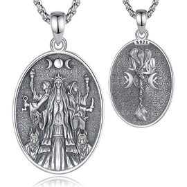 EUDORA Harmony Ball 925 Sterling Silver Triple Moon Goddess Necklace for Women, Wiccan Hecate Goddess Pendant Protection Amulet Hekate Pagan Witchcraft Witch Jewelry Gift for Mom Wife, 22"