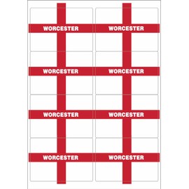 Worcester England Flag Rectangular Matt Paper Stickers A4 Sheet of 8 (Each Sticker is 99mm x 68mm)