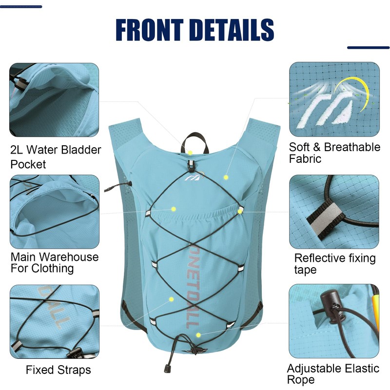 ONETOALL Running Vest Women 6L, Reflective Hydration Backpack Mens, Lightweight