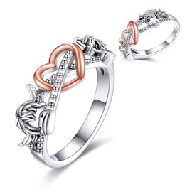 POPLYKE Highland Cow Infinity Ring 925 Sterling Silver Cute Cow Animal Ring Mother MOM Jewelry Gift for Women 7