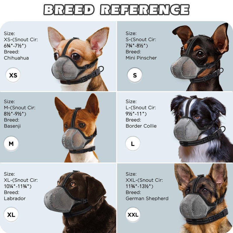 Dog Muzzle,Mesh Soft Muzzle for Small Medium Large Sized Dogs,