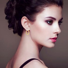 Yulovee 9ct Gold Plated Tiny Twisted Hoop Earrings for Women Girls (20MM)