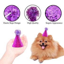 Cellcacn 10PCS Dog Birthday Hat Set for Medium Large Breed, Dogs Cat Party Hat with Adjustable Headbands, Cute Pet Birthday Hat with Pompons for Birthday Wedding Party Decorations (Large)