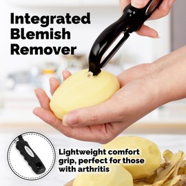 Zulay Premium Potato Peeler For Kitchen - Veggie Peeler With Blemish Remover - Hand Peeler With Comfortable Grip - Easy to Peel Stainless Steel Peeler for Cucumbers, Carrots, Apples, Potatoes - Black