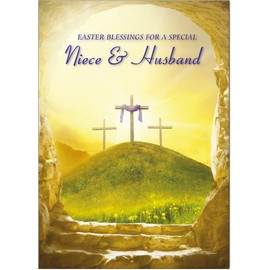 Niece & Husband Religious Easter Card - Christian Easter Card - A5 Size with Envelope