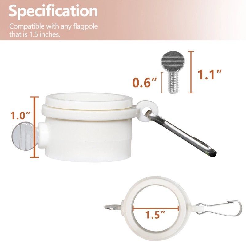 Anley 2Pcs Tangle Free Flag Pole Mounting Ring Clip -