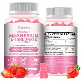Liposomal Magnesium Threonate High-Potency 3000mg Gummies,Liposomal Enhance 98% Absorption,Magnesium L-Threonate Supplements, Muscle & Nervous System for Kids & Adults