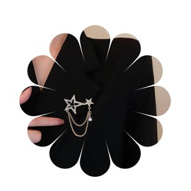 Inilbran Boho Crystal Star Brooch Gold Rhinestone Brooch Vintage Star Tassels Brooch Pin Sparkling CZ Star Tassels Lapel Pins Brooch Shiny Banquet Badge Lapel Pins, Metal