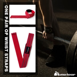 Meteor Weightlifting Straps for Enhanced Grip and Barbell Stability (Pair), 60cm Wrist Straps, Lifting Straps, Weight Straps with Soft Padding, for Weight Lifting, Powerlifting, and Deadlift