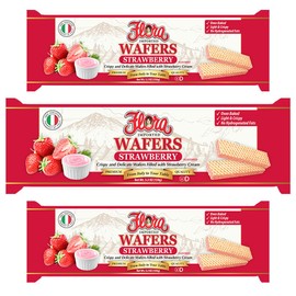 Flora Italian Wafers Strawberry – Crispy Italian Wafers Filled with Strawberry Cream – Oven-Baked – No Hydrogenated Fats – 5.3 oz (150g)